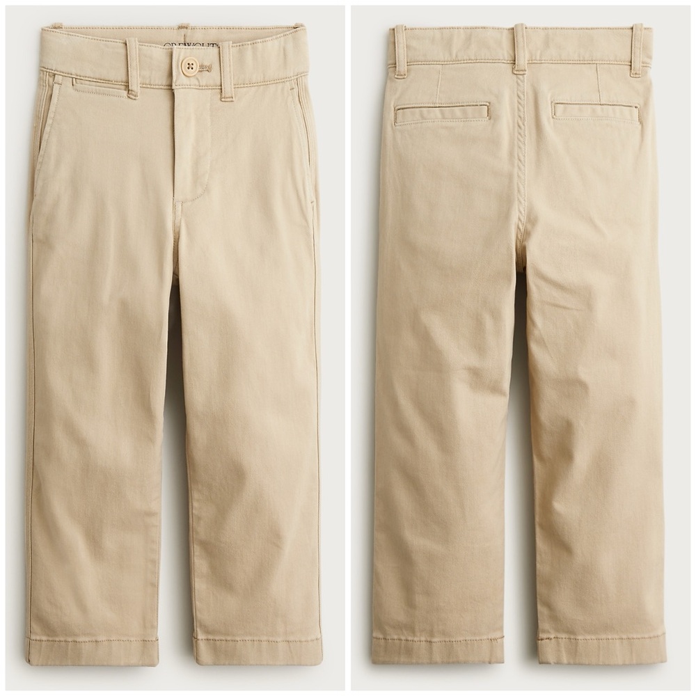 NWT J.Crew Crewcuts Kids Classic Fit Stretch Chino Pants Light Khaki Boys Sz 7